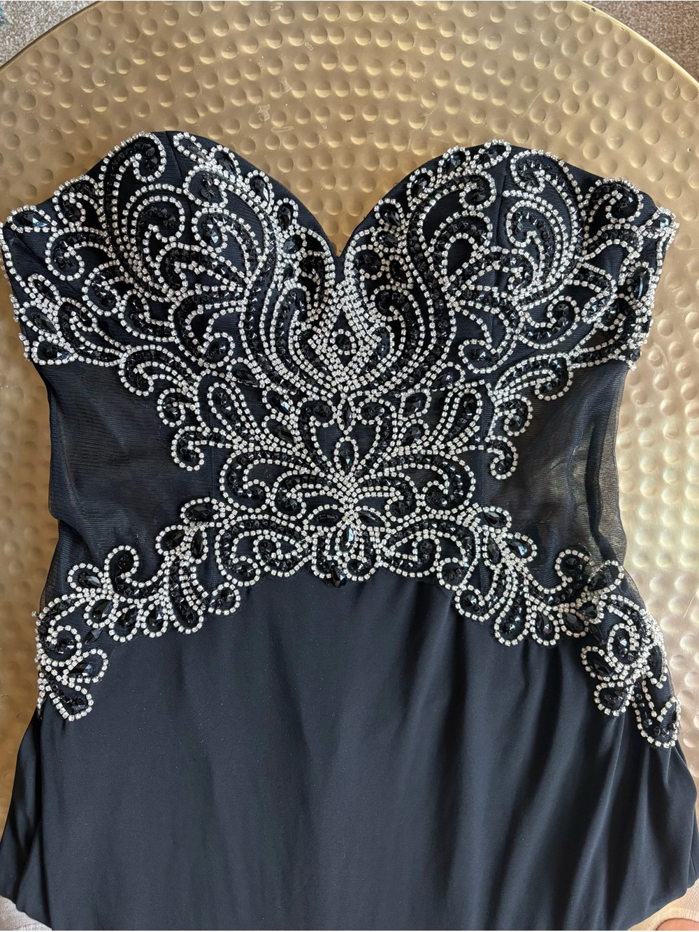 iNtrigue by Blush Prom Strapless Black Maxi Gown Rhinestones Sparkle Bling - Picture 10 of 14